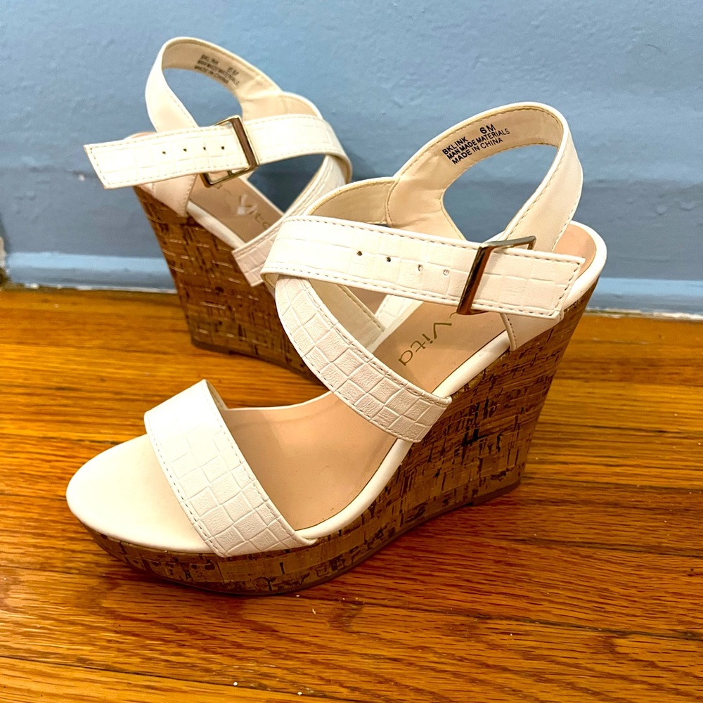 Bella Vita White Wedge Sandals